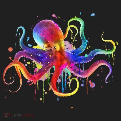 Dripping Rainbow Octopus Psychedelic Colorful Octopus Five-Panel Snapback Cap