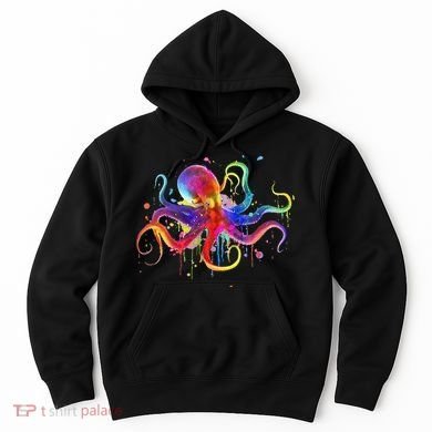 Dripping Rainbow Octopus Psychedelic Colorful Octopus Hoodie