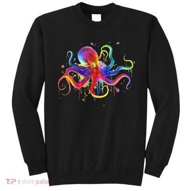 Dripping Rainbow Octopus Psychedelic Colorful Octopus Sweatshirt