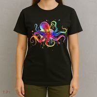 Dripping Rainbow Octopus Psychedelic Colorful Octopus T-Shirt thumb 4