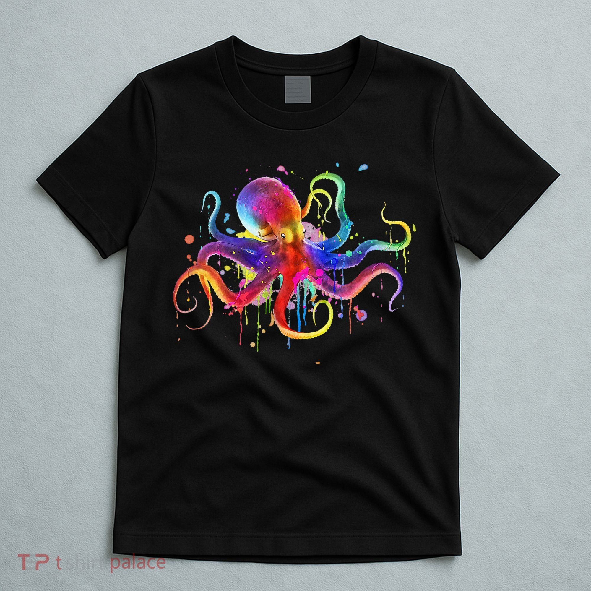 Dripping Rainbow Octopus Psychedelic Colorful Octopus T-Shirt