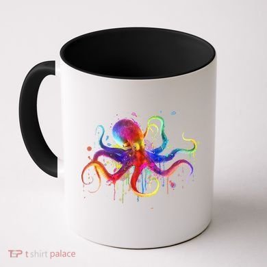 Dripping Rainbow Octopus Psychedelic Colorful Octopus Coffee Mug