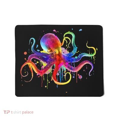 Dripping Rainbow Octopus Psychedelic Colorful Octopus Mousepad