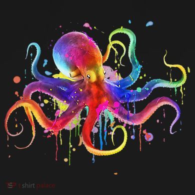 Dripping Rainbow Octopus Psychedelic Colorful Octopus Cooling Performance Long Sleeve Crew