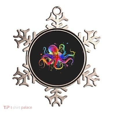 Dripping Rainbow Octopus Psychedelic Colorful Octopus Ornament