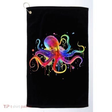 Dripping Rainbow Octopus Psychedelic Colorful Octopus Golf Towel