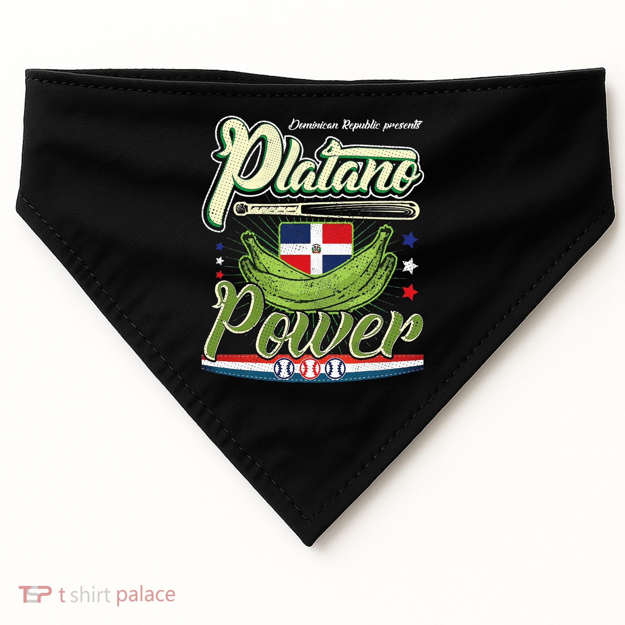 Dominican Republic Platano Power Baseball DR Flag USA-Made Doggie Bandana