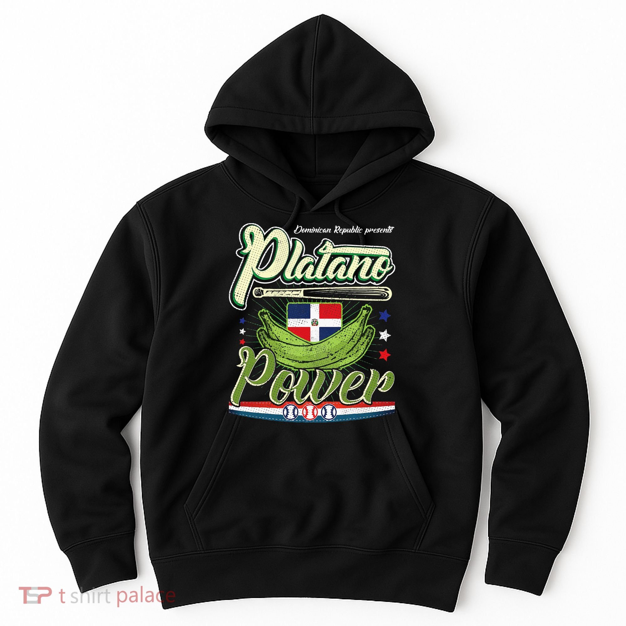 Dominican Republic Platano Power Baseball DR Flag Hoodie