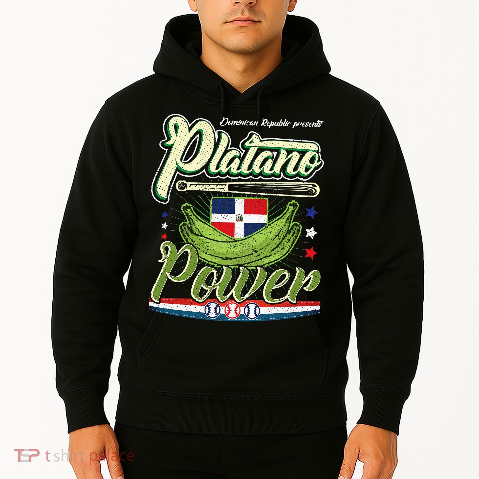 Dominican Republic Platano Power Baseball DR Flag Hoodie