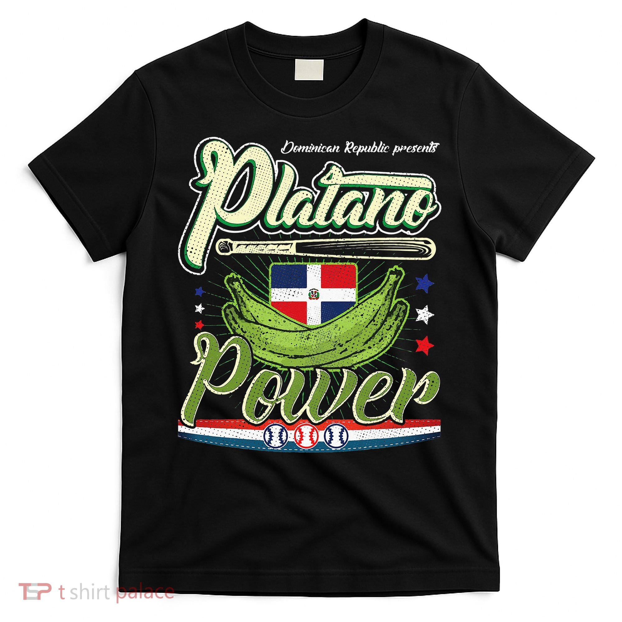 Dominican Republic Platano Power Baseball DR Flag T-Shirt