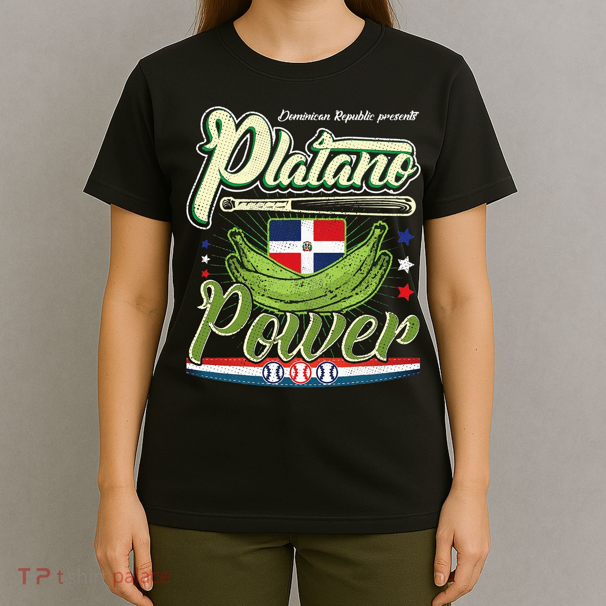 Dominican Republic Platano Power Baseball DR Flag T-Shirt