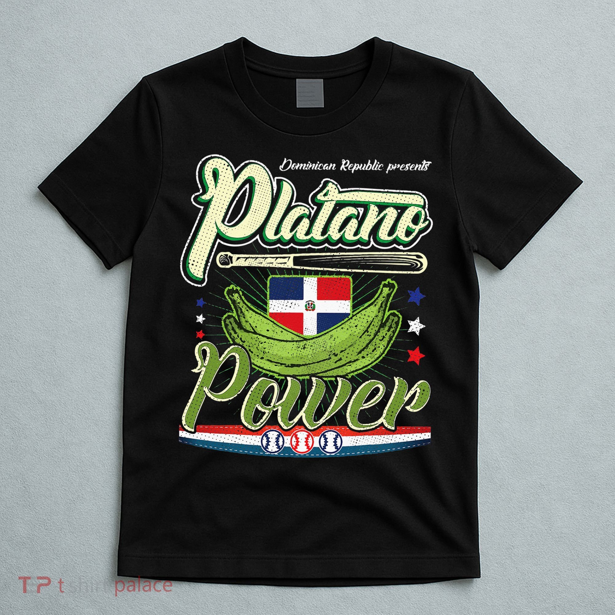 Dominican Republic Platano Power Baseball DR Flag T-Shirt