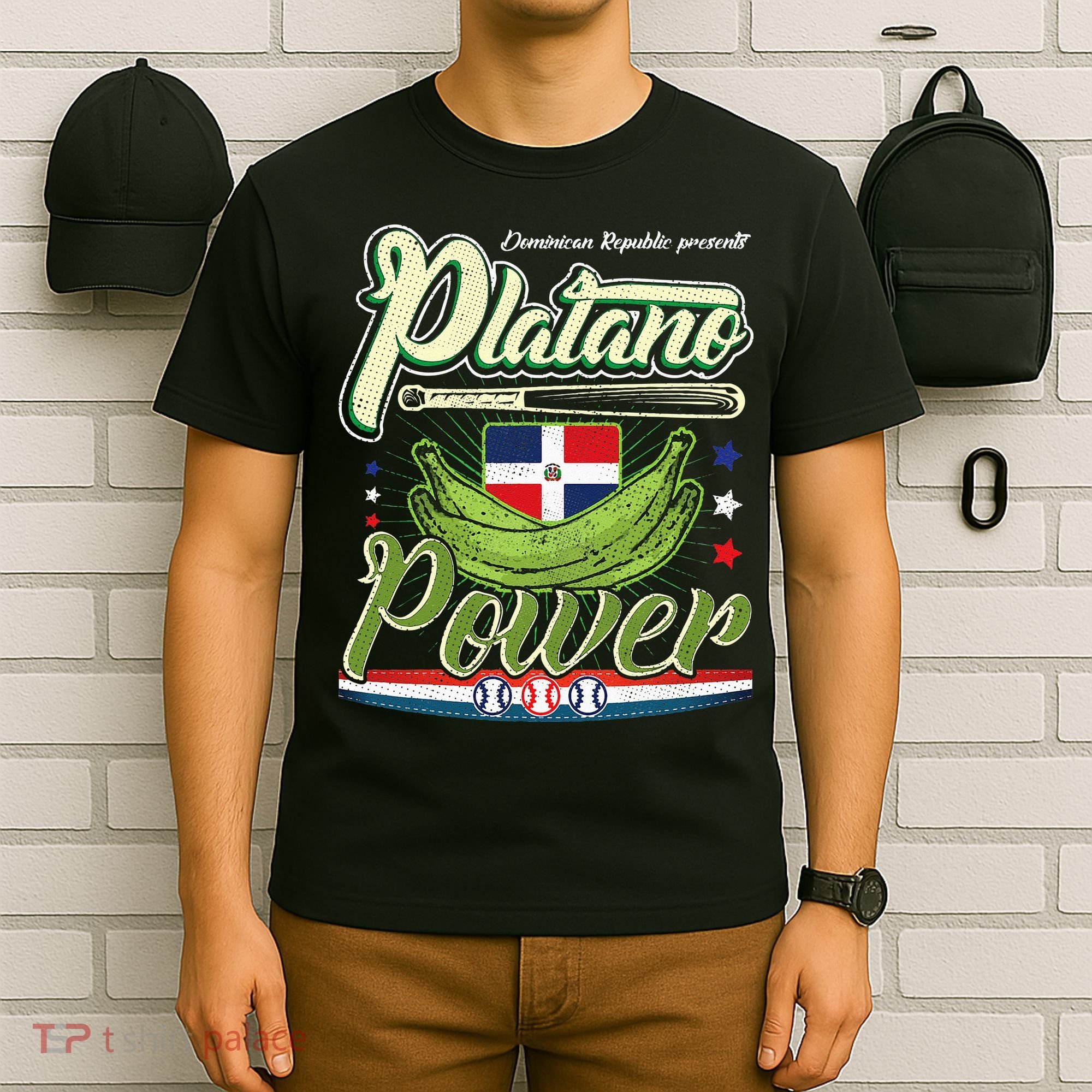 Dominican Republic Platano Power Baseball DR Flag T-Shirt