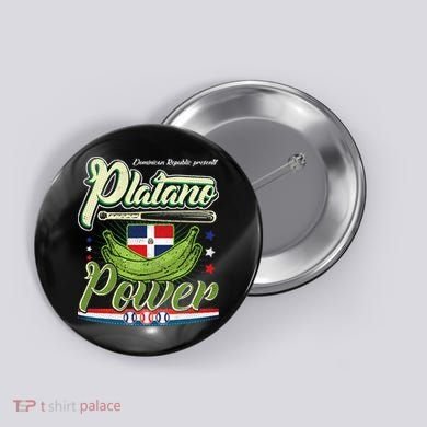 Dominican Republic Platano Power Baseball DR Flag Button