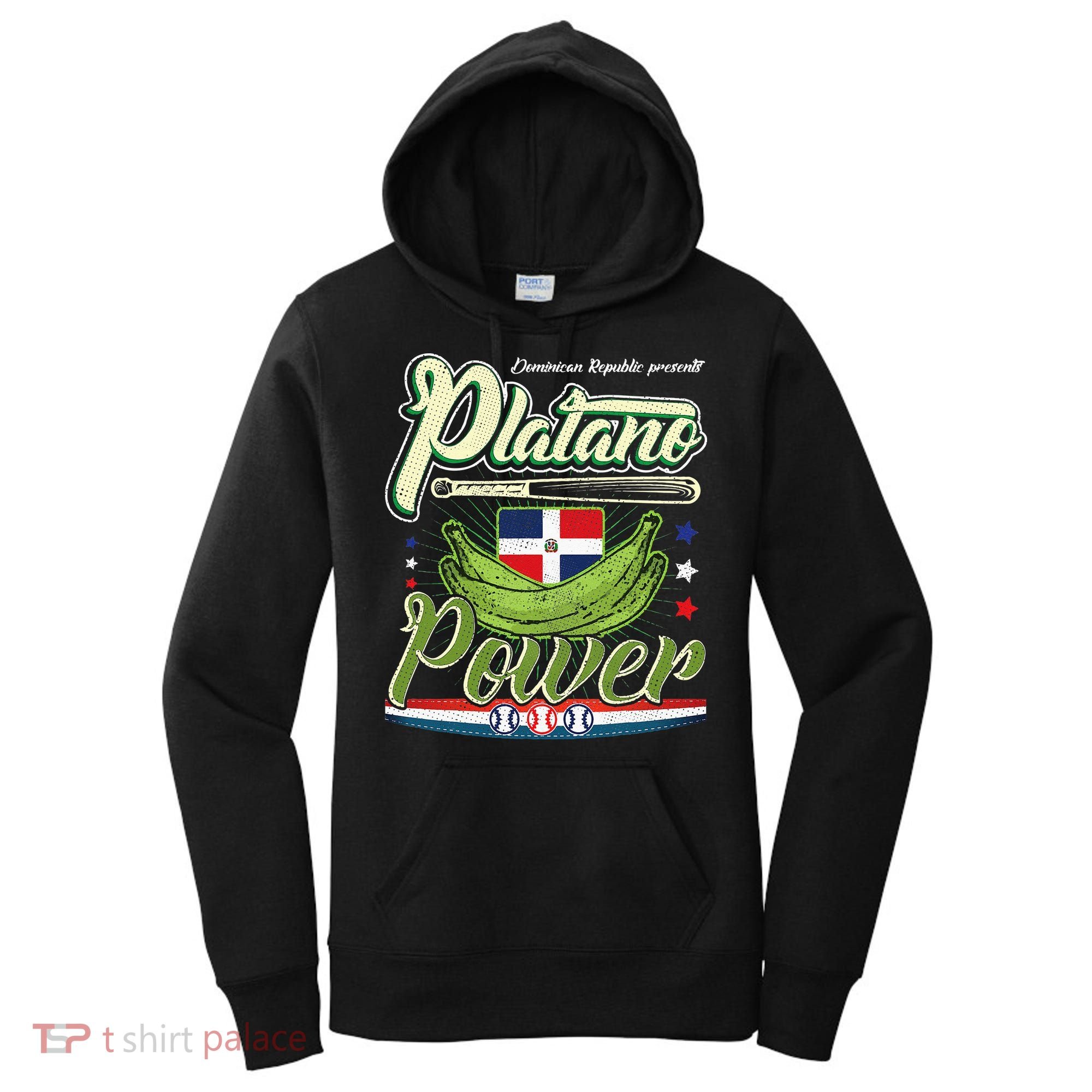 Dominican Republic Platano Power Baseball DR Flag Women's Hoodie