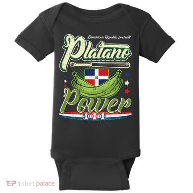 Dominican Republic Platano Power Baseball DR Flag Baby Bodysuit