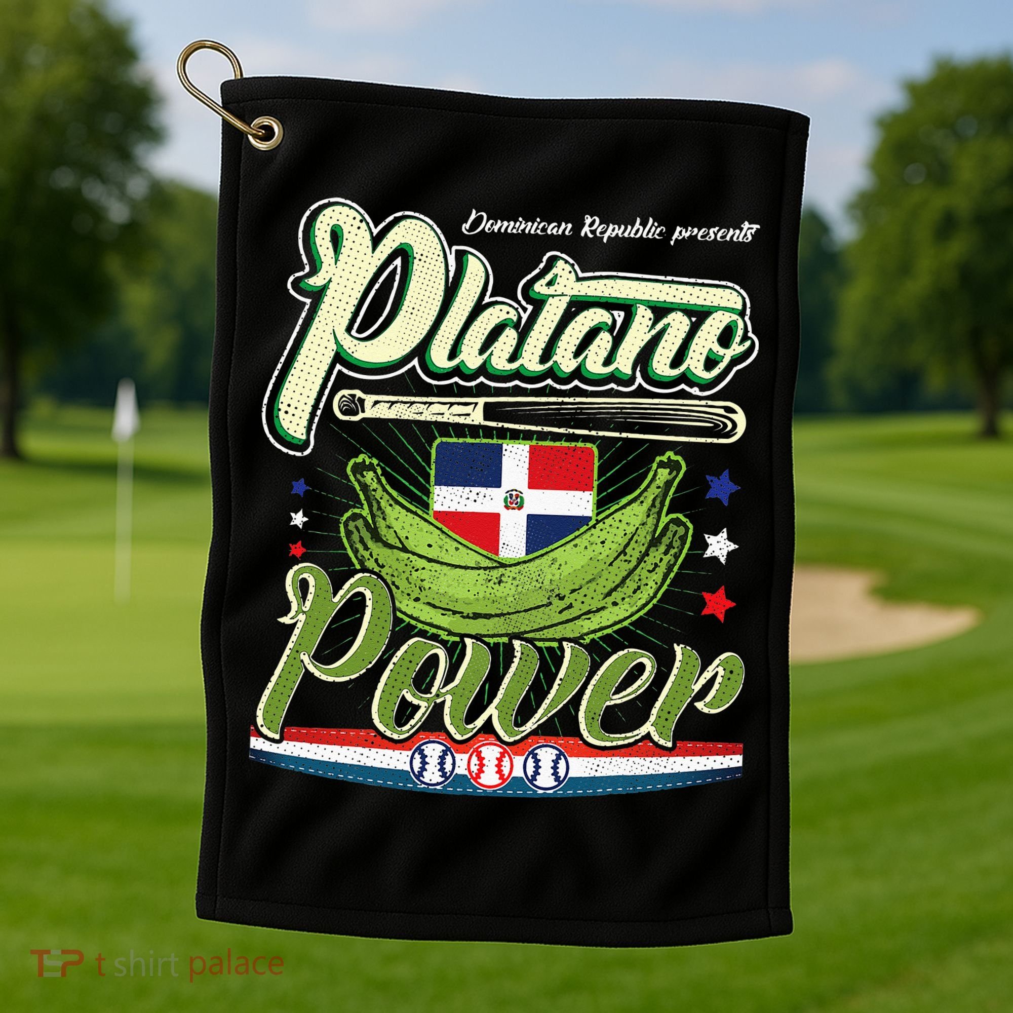 Dominican Republic Platano Power Baseball DR Flag Golf Towel