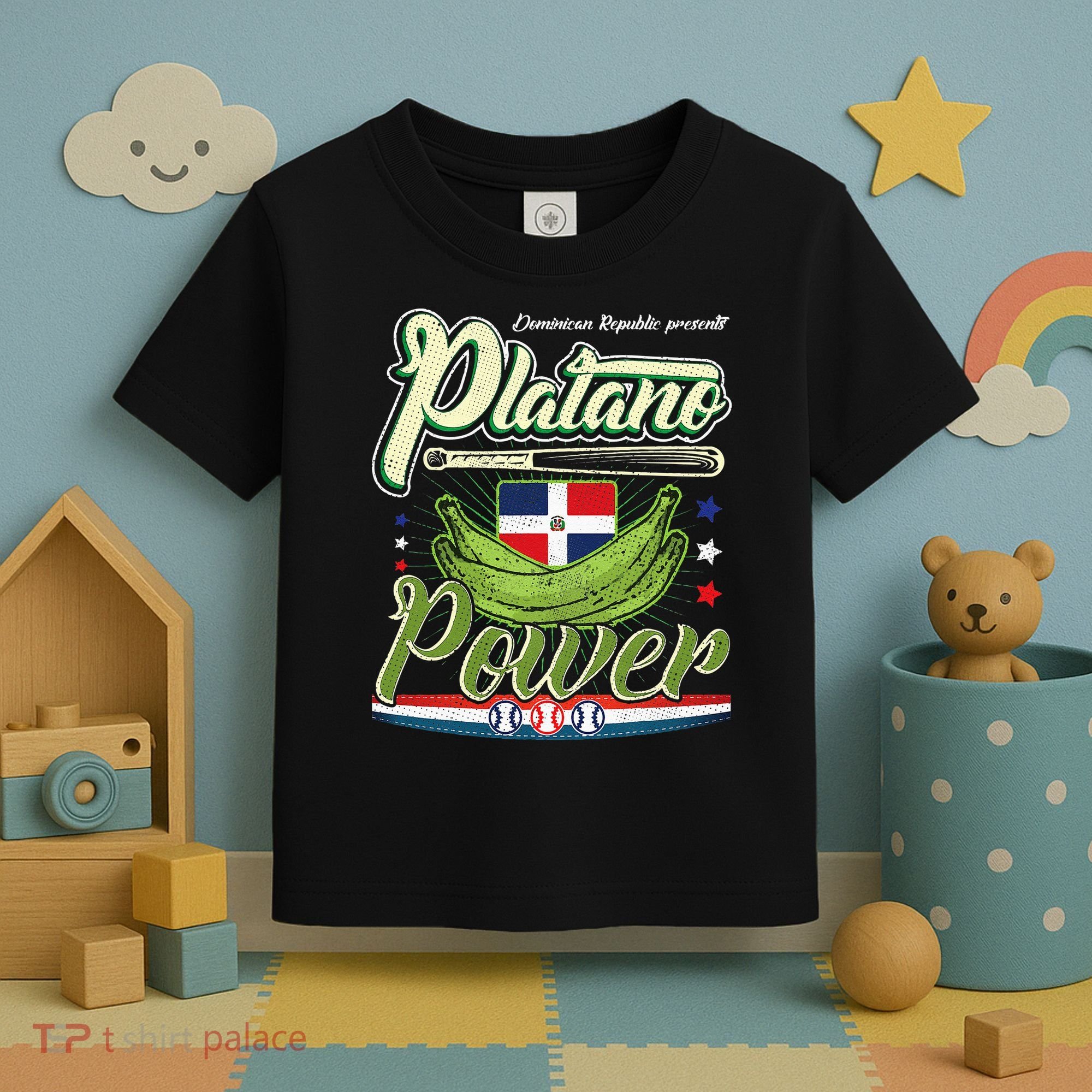 Dominican Republic Platano Power Baseball DR Flag Toddler T-Shirt