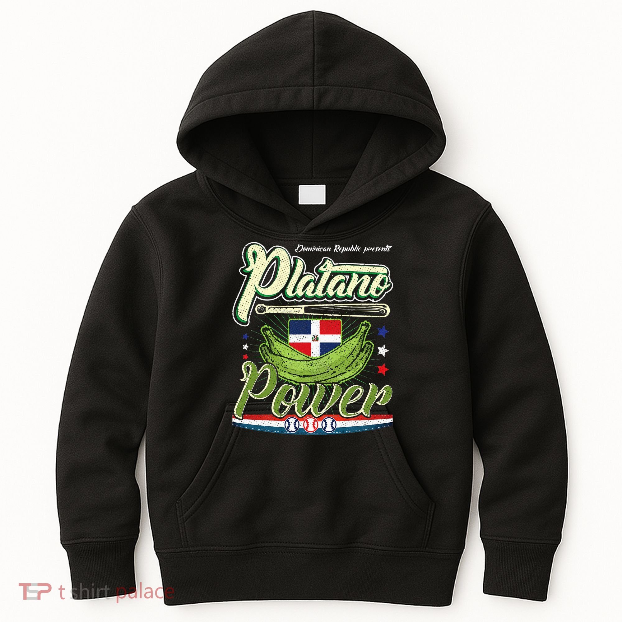 Dominican Republic Platano Power Baseball DR Flag Kids Hoodie