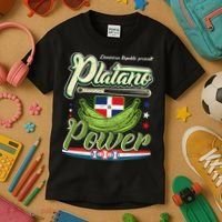 Dominican Republic Platano Power Baseball DR Flag Kids T-Shirt thumb 3
