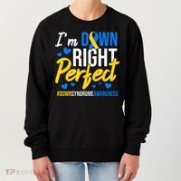 Down Right Perfect World Down Syndrome Awareness Day Ribbon Women's Sweatshirt thumb 0