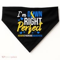 Down Right Perfect World Down Syndrome Awareness Day Ribbon USA-Made Doggie Bandana thumb 0