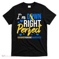 Down Right Perfect World Down Syndrome Awareness Day Ribbon T-Shirt thumb 0