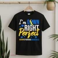 Down Right Perfect World Down Syndrome Awareness Day Ribbon T-Shirt thumb 2