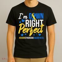 Down Right Perfect World Down Syndrome Awareness Day Ribbon T-Shirt thumb 3