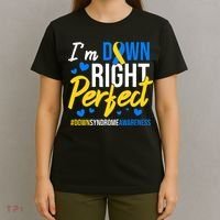 Down Right Perfect World Down Syndrome Awareness Day Ribbon T-Shirt thumb 4
