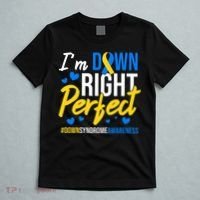 Down Right Perfect World Down Syndrome Awareness Day Ribbon T-Shirt thumb 5