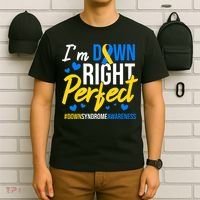 Down Right Perfect World Down Syndrome Awareness Day Ribbon T-Shirt thumb 6