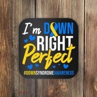 Down Right Perfect World Down Syndrome Awareness Day Ribbon Coaster thumb 0