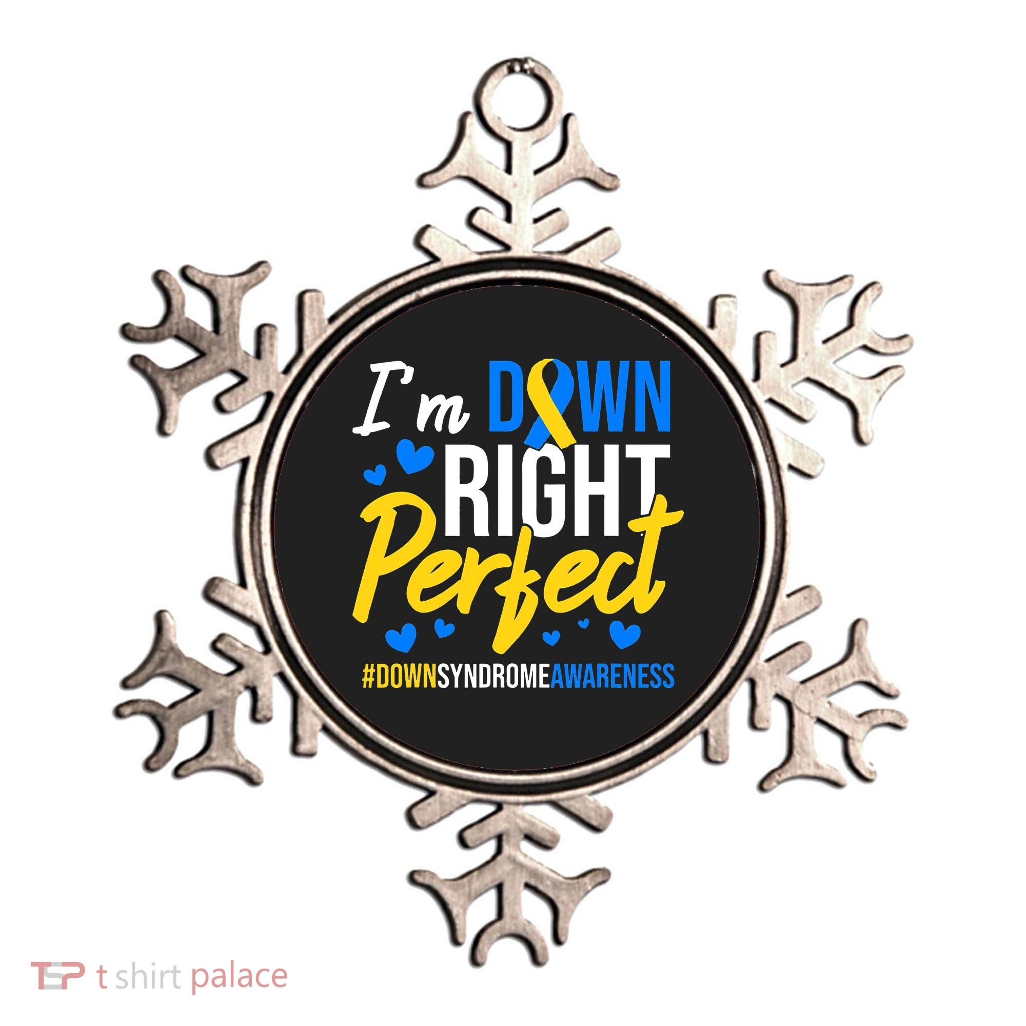 Down Right Perfect World Down Syndrome Awareness Day Ribbon Ornament