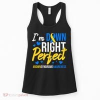 Down Right Perfect World Down Syndrome Awareness Day Ribbon Women's Tank Top thumb 0
