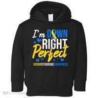 Down Right Perfect World Down Syndrome Awareness Day Ribbon Toddler Hoodie thumb 0