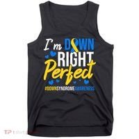 Down Right Perfect World Down Syndrome Awareness Day Ribbon Tank Top thumb 0