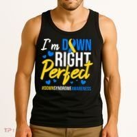 Down Right Perfect World Down Syndrome Awareness Day Ribbon Tank Top thumb 3