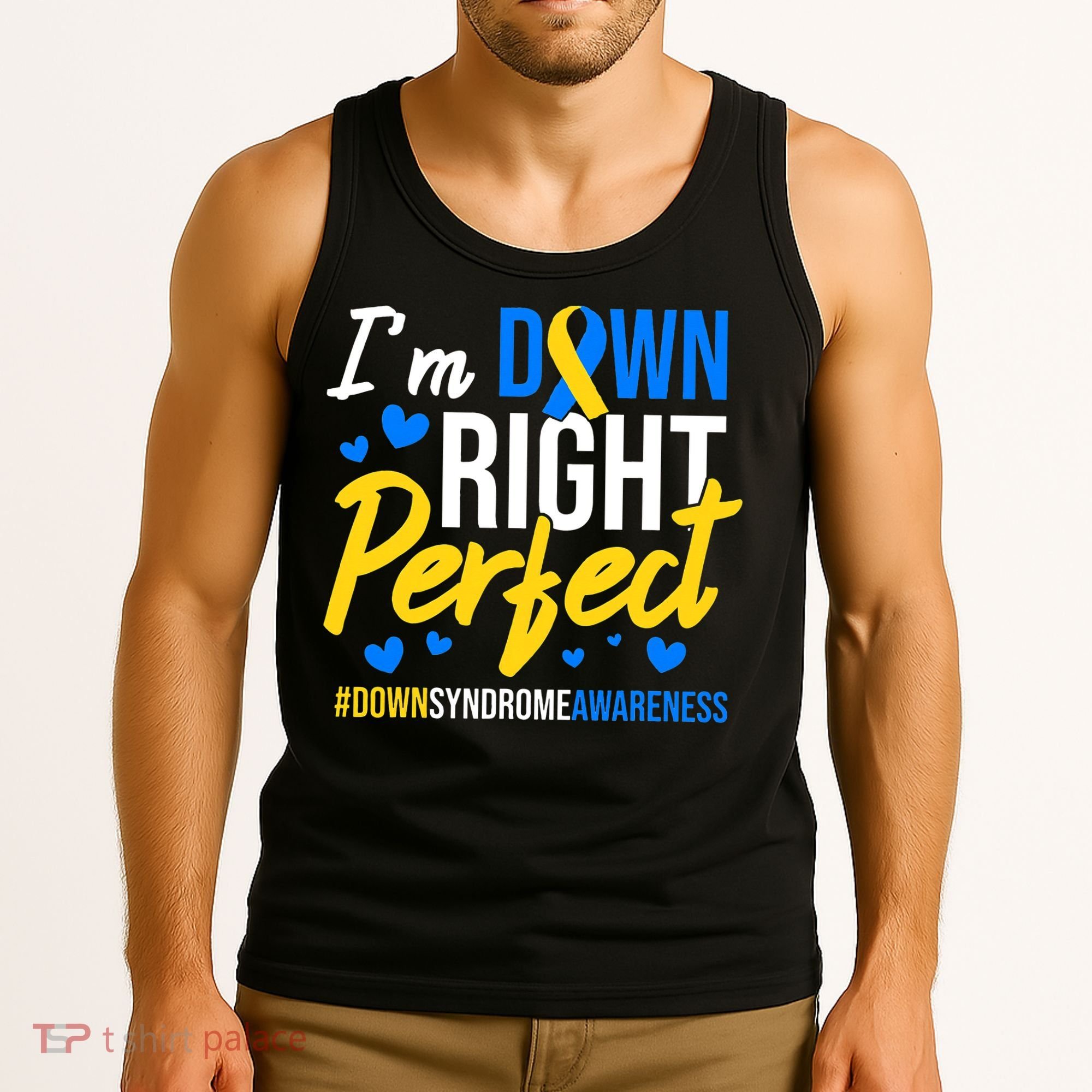 Down Right Perfect World Down Syndrome Awareness Day Ribbon Tank Top