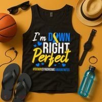 Down Right Perfect World Down Syndrome Awareness Day Ribbon Tank Top thumb 4