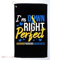 Down Right Perfect World Down Syndrome Awareness Day Ribbon Golf Towel thumb 0