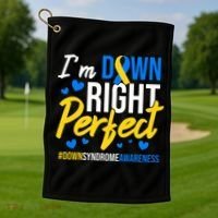 Down Right Perfect World Down Syndrome Awareness Day Ribbon Golf Towel thumb 1