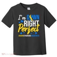 Down Right Perfect World Down Syndrome Awareness Day Ribbon Toddler T-Shirt thumb 0