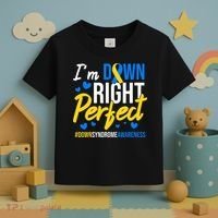 Down Right Perfect World Down Syndrome Awareness Day Ribbon Toddler T-Shirt thumb 3