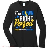 Down Right Perfect World Down Syndrome Awareness Day Ribbon Women's Long Sleeve Shirt thumb 0