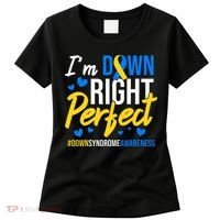 Down Right Perfect World Down Syndrome Awareness Day Ribbon Women's T-Shirt thumb 0