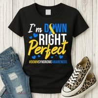 Down Right Perfect World Down Syndrome Awareness Day Ribbon Women's T-Shirt thumb 3