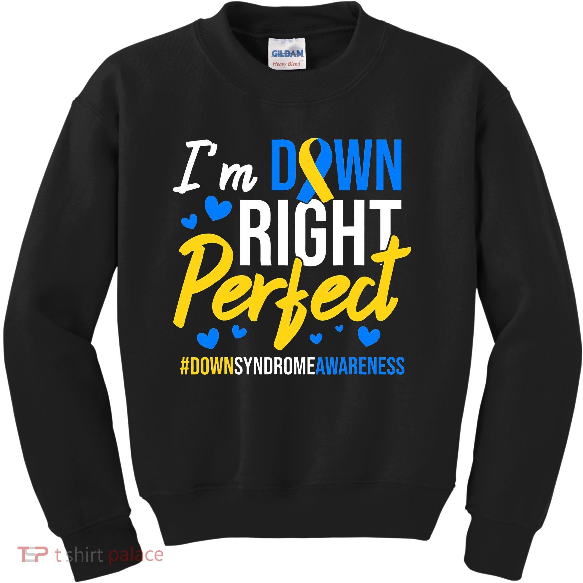 Down Right Perfect World Down Syndrome Awareness Day Ribbon Kids Sweatshirt