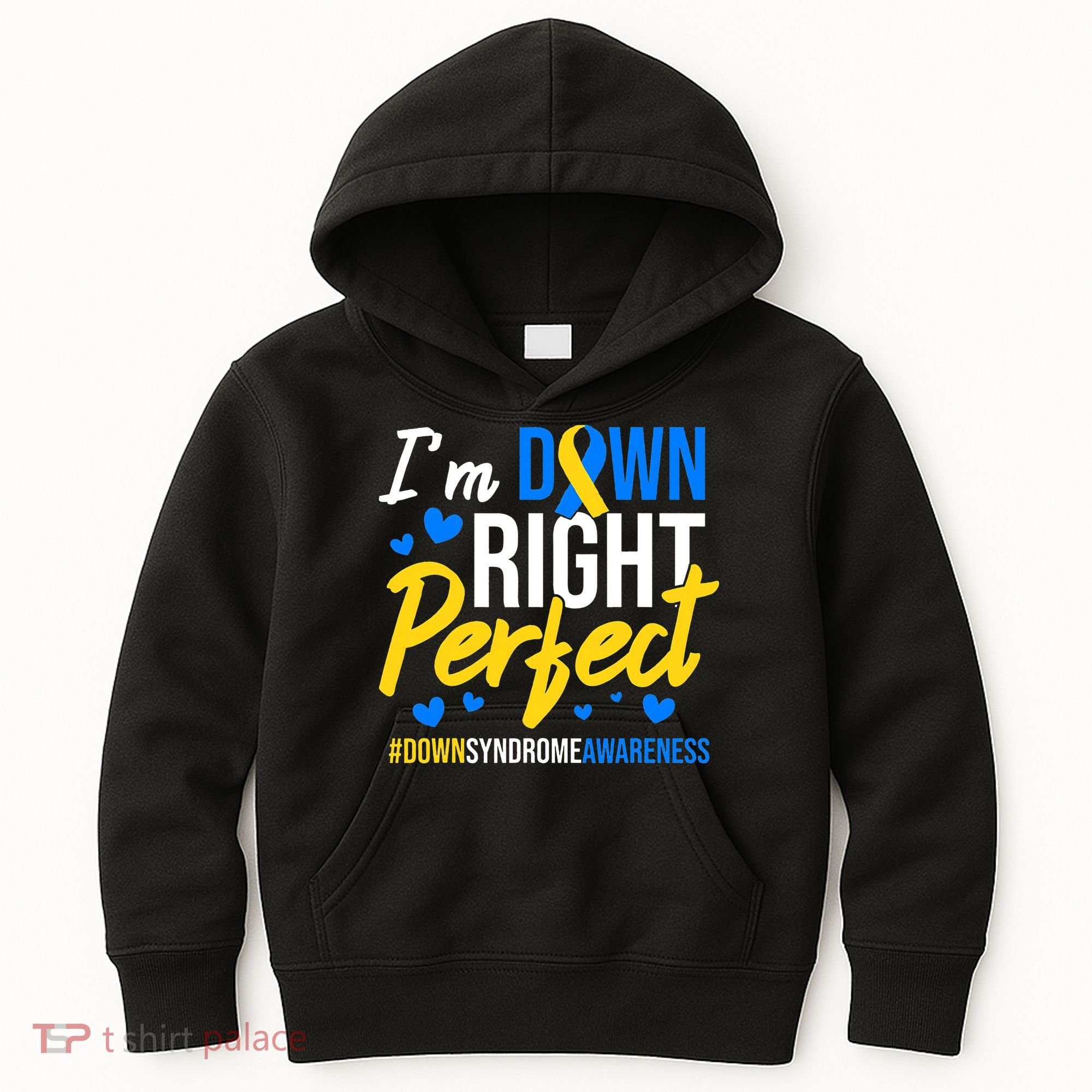 Down Right Perfect World Down Syndrome Awareness Day Ribbon Kids Hoodie