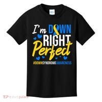 Down Right Perfect World Down Syndrome Awareness Day Ribbon Kids T-Shirt thumb 0
